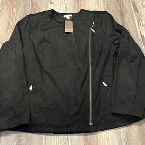 J. Jill Black Asymmetrical Zip Jacket New with tag Sizes large